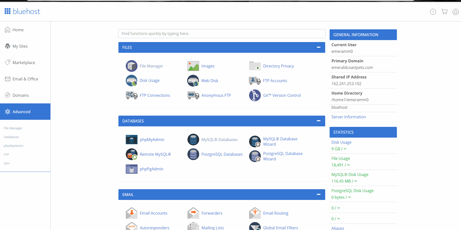 create a database using cPanel