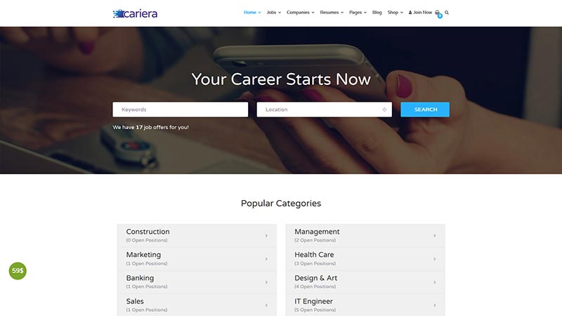 cariera-job-board-wordpress-theme