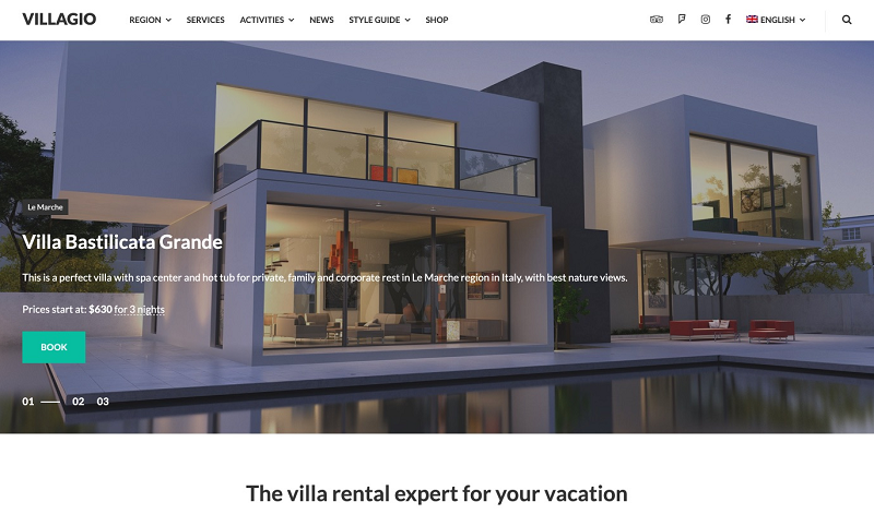 Villagio booking rental theme