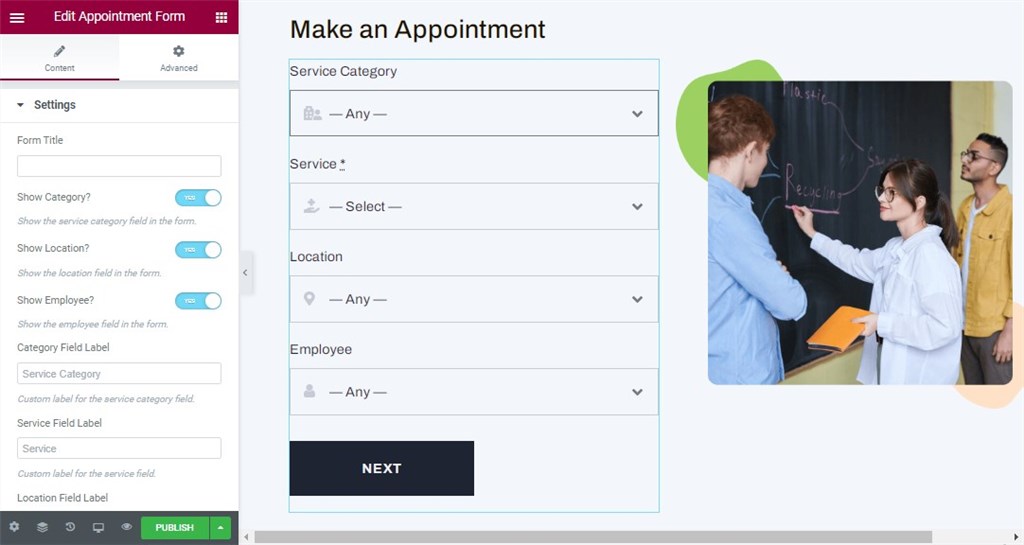 appointment-booking-form-Elementor-widget