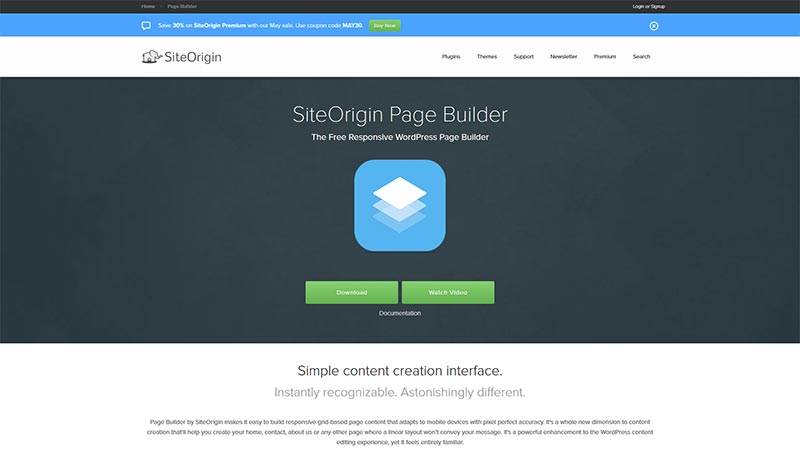 siteorigin page builder plugin